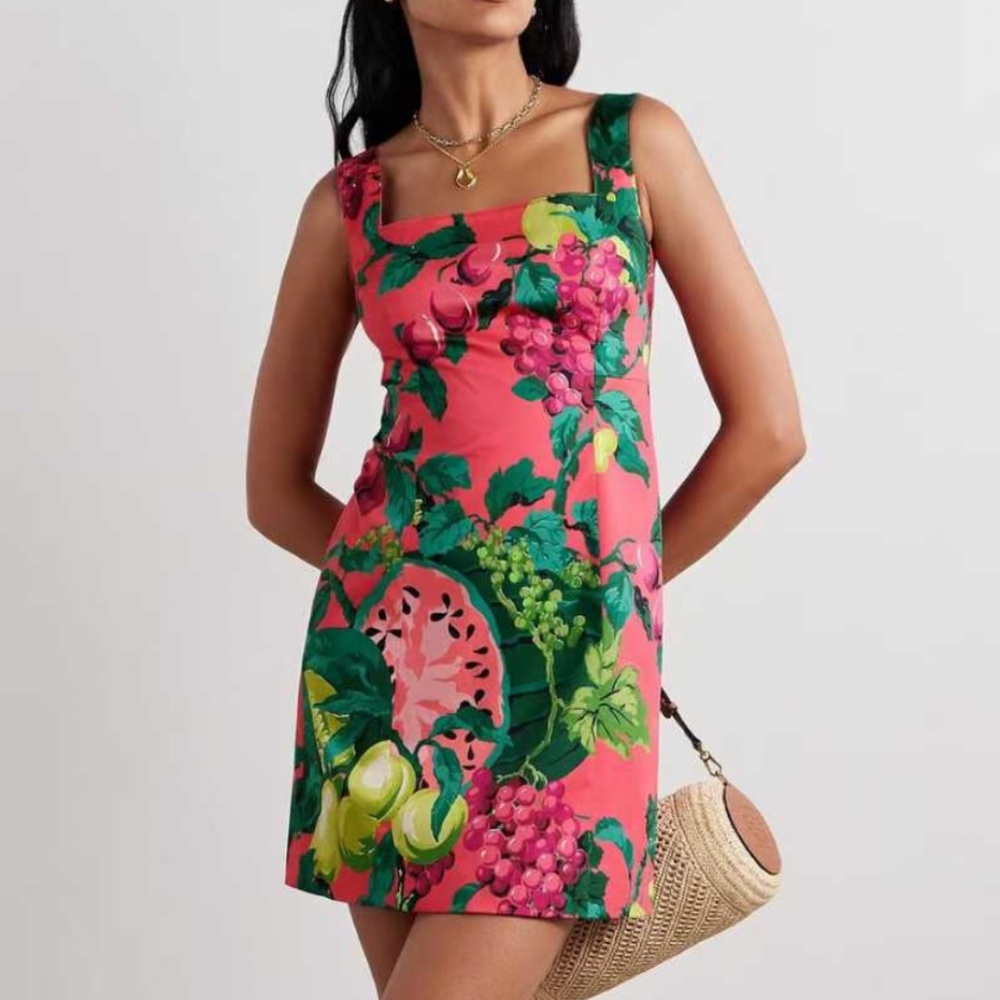 NEW Cara Cara Anna Mini Dress - Summer Nectar Pink Green Cotto Hot Summer Sz2/4 - Picture 3 of 10
